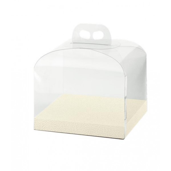  Foto: Scatola porta panettone base pelle bianco 25x25 h 16 cm