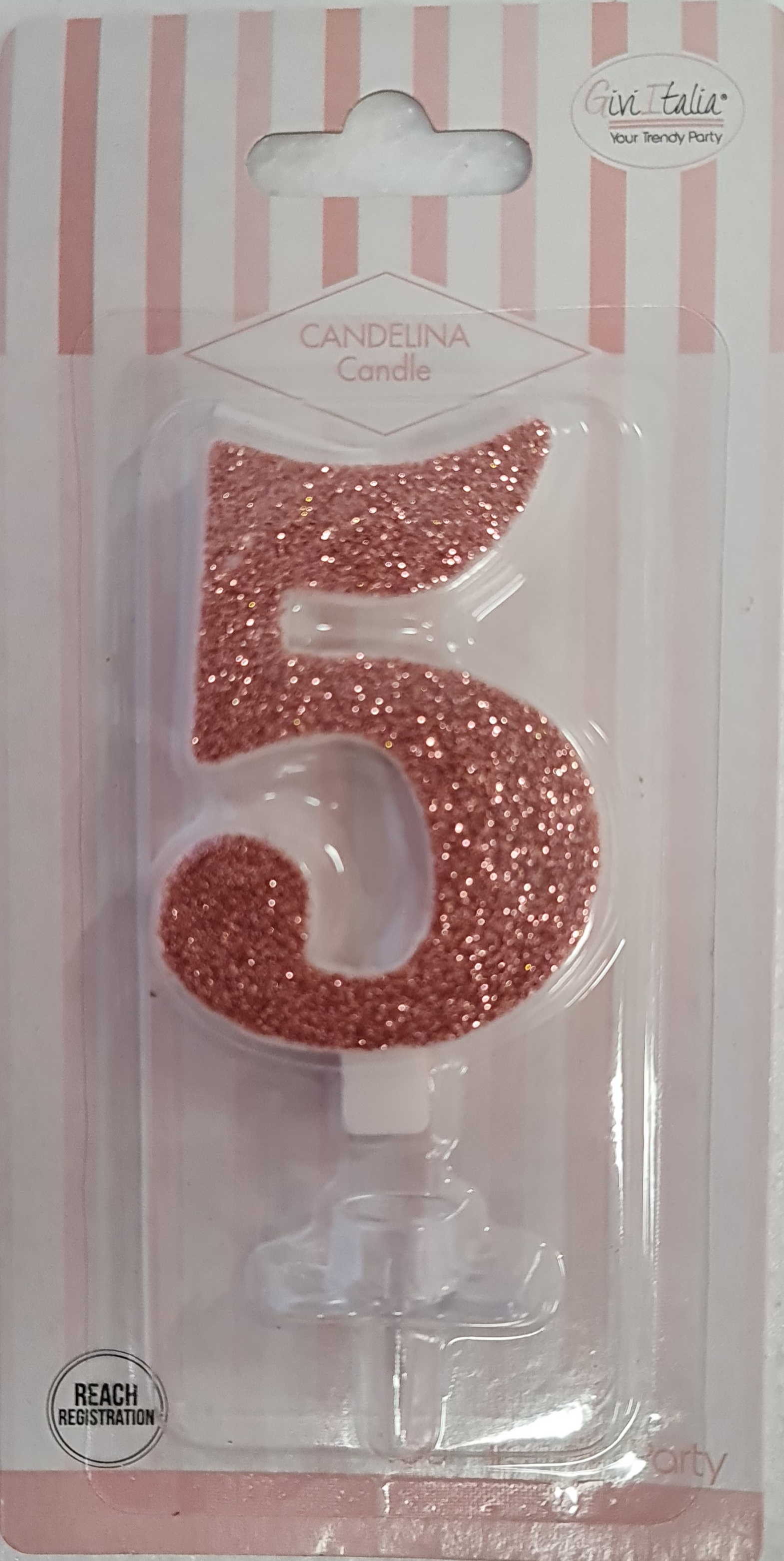  Foto: Candelina ROSA GOLD glitter 5 h 9,5 cm