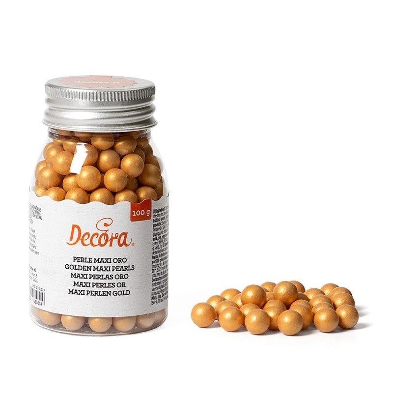  Foto: Decora Maxi perle di zucchero oro metallizzato 8 mm 100 gr