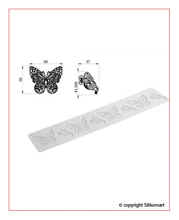 Silikomart TRD02 BUTTERFLY - Tappetino In Silicone Per Decorazioni, 400x80 Mm, Made In Italy